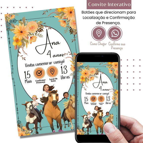 Convite Spirit Riding Cavalgando Livre Digital Interativo