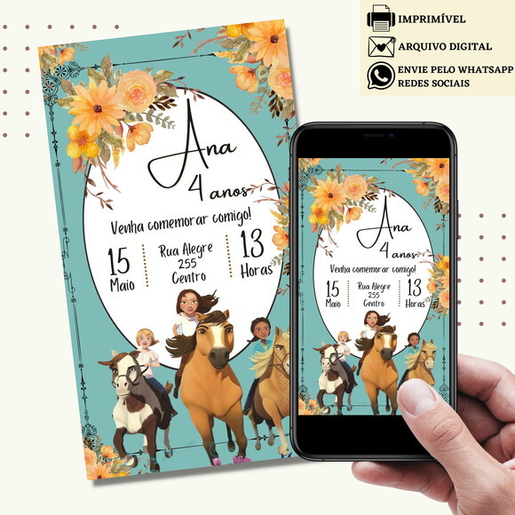 Convite Spirit Riding Cavalgando Livre Digital Virtual