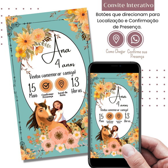 Convite Spirit Riding Cavalgando Livre Digital Interativo
