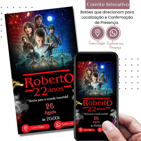 Convite Stranger Things Digital Interativo Virtual