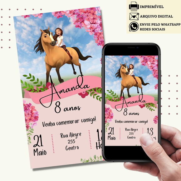 Convite Spirit Riding Cavalgando Livre Digital Virtual