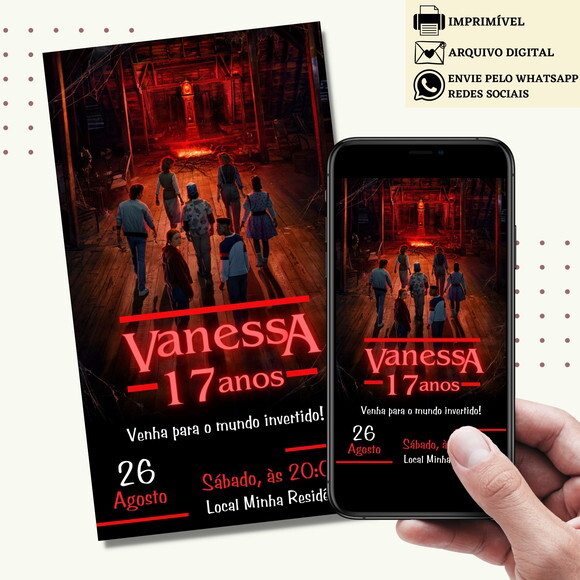 Convite Stranger Things Digital Virtual