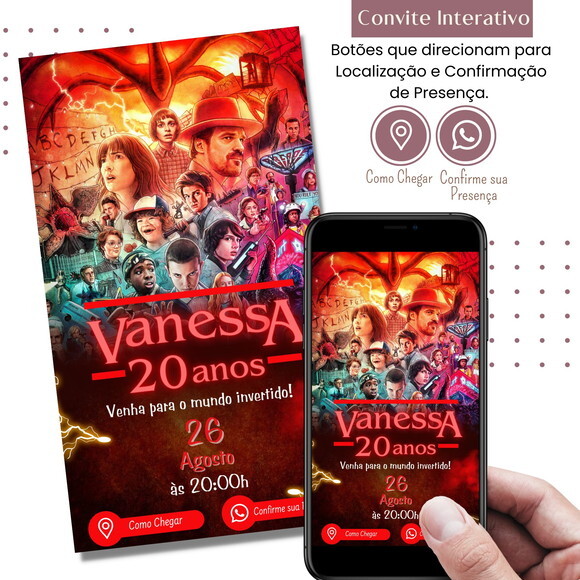 Convite Stranger Things Digital Interativo Virtual