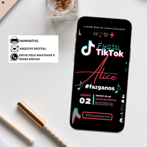 Convite Tiktok Virtual Digital