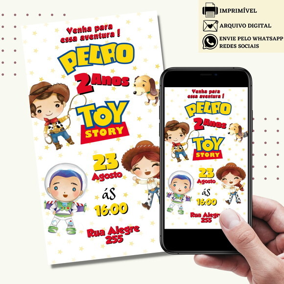 Convite Toy Story Woody Digital Virtual