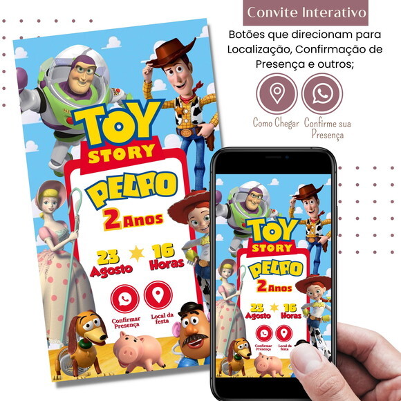 Convite Toy Story Woody Digital Interativo Virtual
