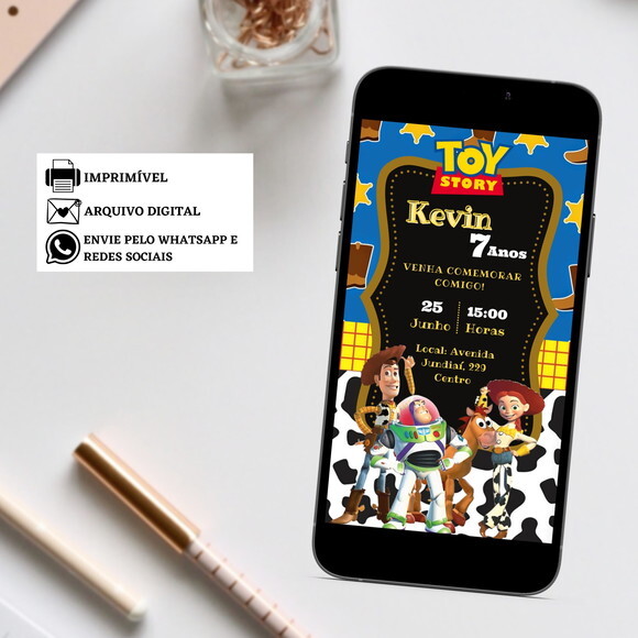 Convite Toy Story Woody Digital Virtual Aniversário