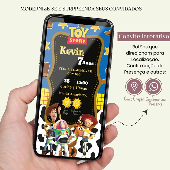 Convite Toy Story Woody Jessie Digital Interativo