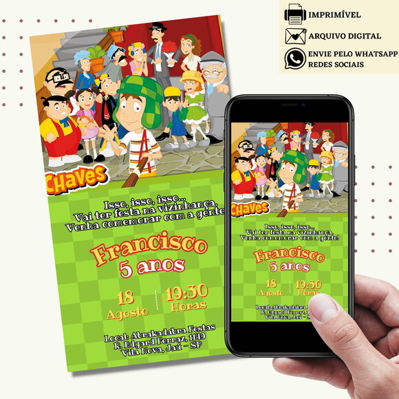 Convite Turma do Chaves Digital Virtual