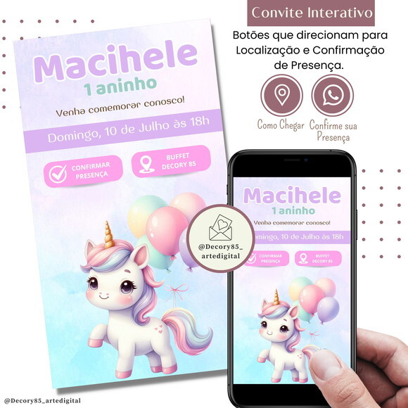 Convite Unicórnio Digital Interativo Virtual