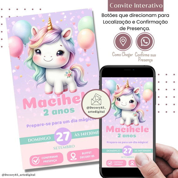 Convite Unicórnio Digital Interativo Virtual