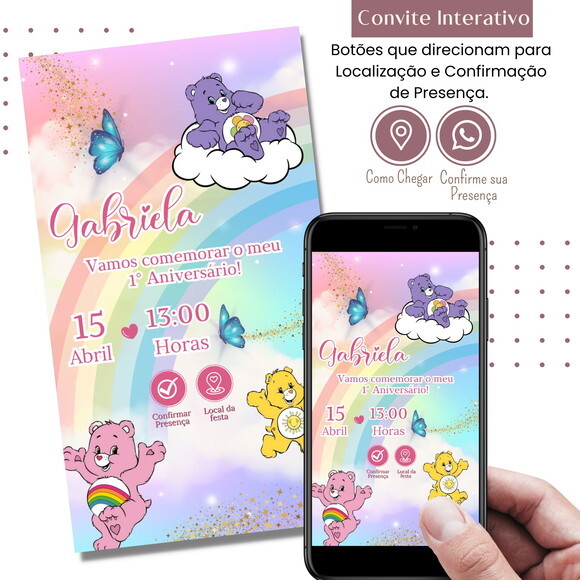 Convite Ursinhos Carinhosos Digital Interativo Virtual