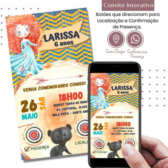 Convite Valente Merida Aquarela Digital Virtual Interativo