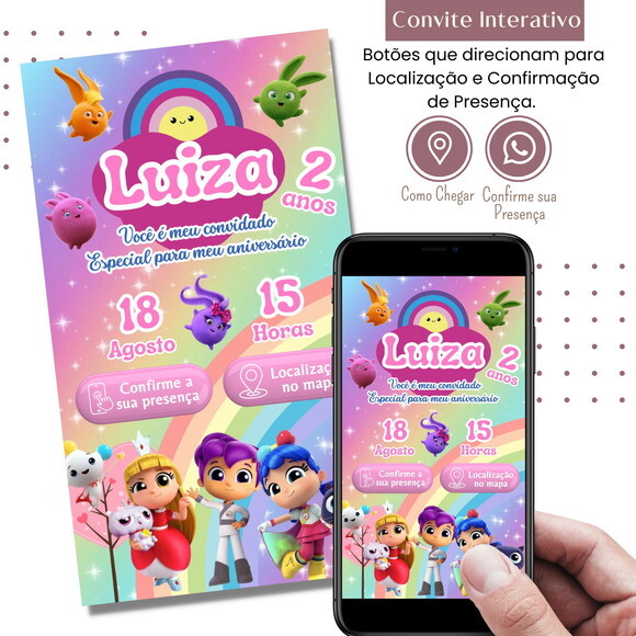 Convite Vera e o Reino do Arco-íris Digital Interativo
