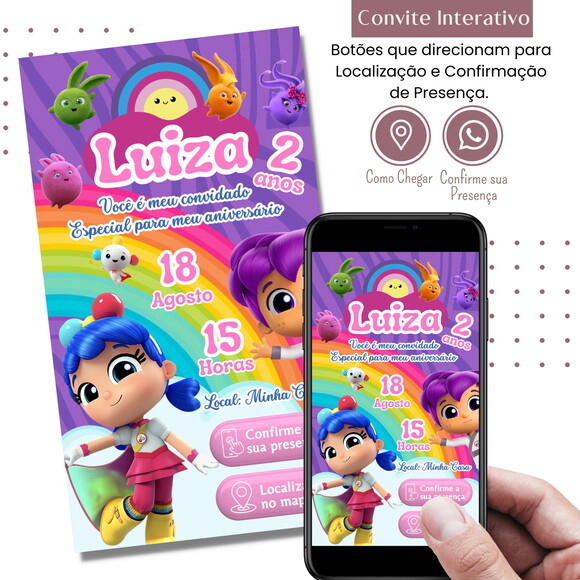 Convite Vera e o Reino do Arco-íris Digital Interativo