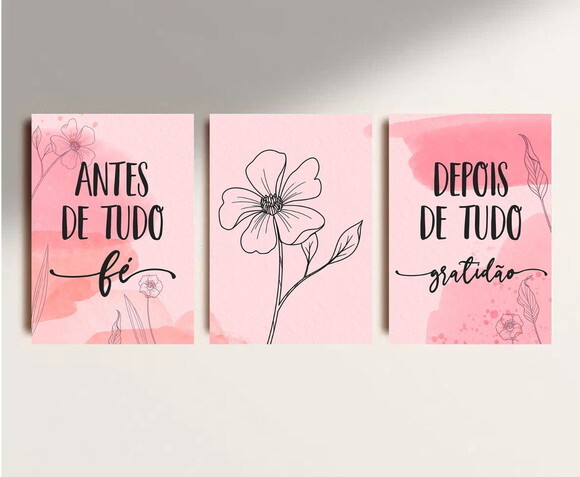 Kit Trio 3 Placas Decorativas Antes De Tudo Fé 21x30 A4