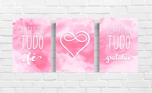Kit Trio 3 Placas Decorativas Antes De Tudo Fé 21x30 A4