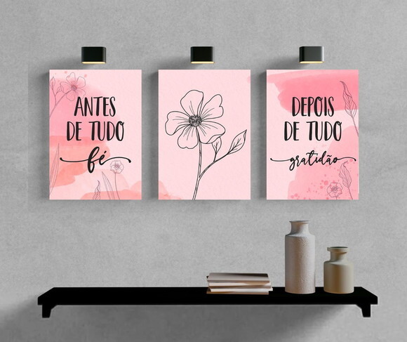Kit Trio 3 Placas Decorativas Antes De Tudo Fé 21x30 A4
