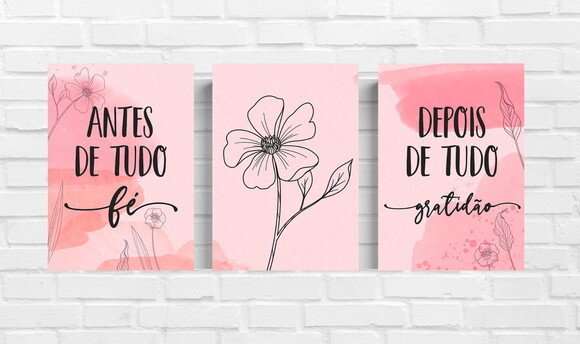 Kit Trio 3 Placas Decorativas Antes De Tudo Fé 21x30 A4