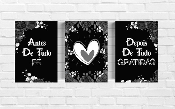 Kit Trio 3 Placas Decorativas Antes De Tudo Fé 21x30 A4
