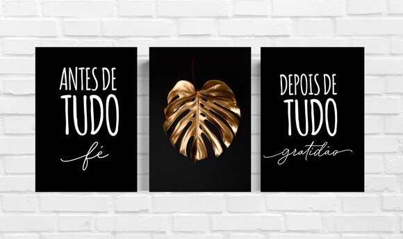 Kit Trio 3 Placas Decorativas Antes De Tudo Fé 21x30 A4