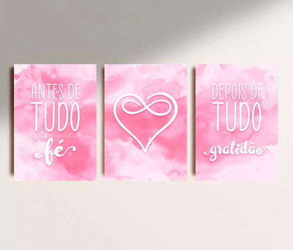 Kit Trio 3 Placas Decorativas Antes De Tudo Fé 30x42 A3