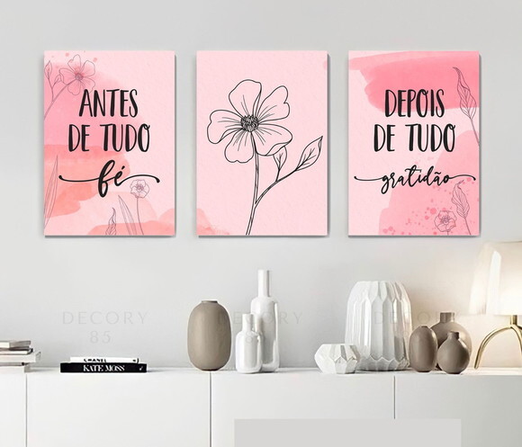 Kit Trio 3 Placas Decorativas Antes De Tudo Fé 30x42 A3