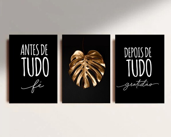 Kit Trio 3 Placas Decorativas Antes De Tudo Fé 30x42 A3