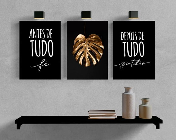 Kit Trio 3 Placas Decorativas Antes De Tudo Fé 30x42 A3