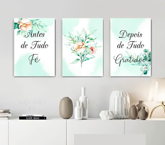 Kit Trio 3 Placas Decorativas Antes De Tudo Fé 42x60 A2