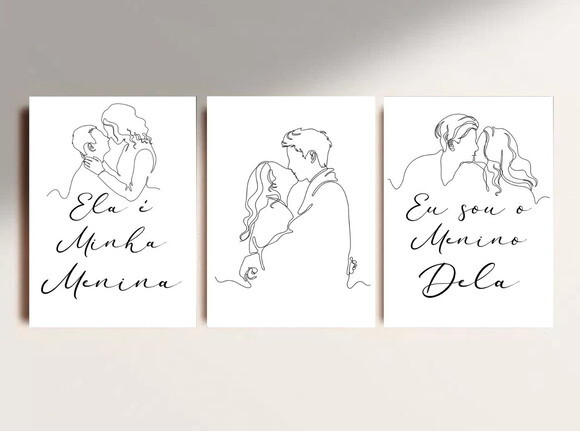 Kit Trio 3 Placas Decorativas Ela É Minha Menina 30x42