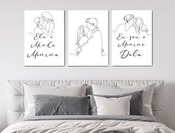 Kit Trio 3 Placas Decorativas Ela É Minha Menina 42x60