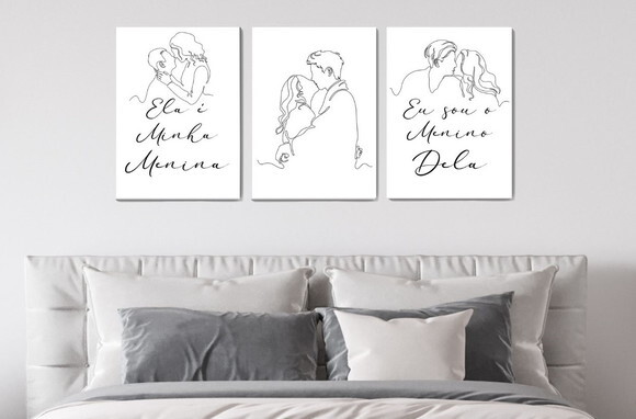 Kit Trio 3 Placas Decorativas Ela É Minha Menina 30x42