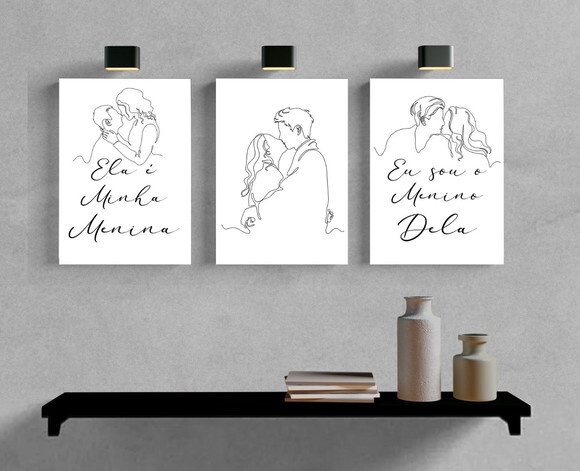Kit Trio 3 Placas Decorativas Ela É Minha Menina Casal 21x30