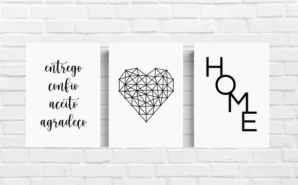 Kit Trio 3 Placas Decorativas Entrego Confio Aceito 21x30 A4