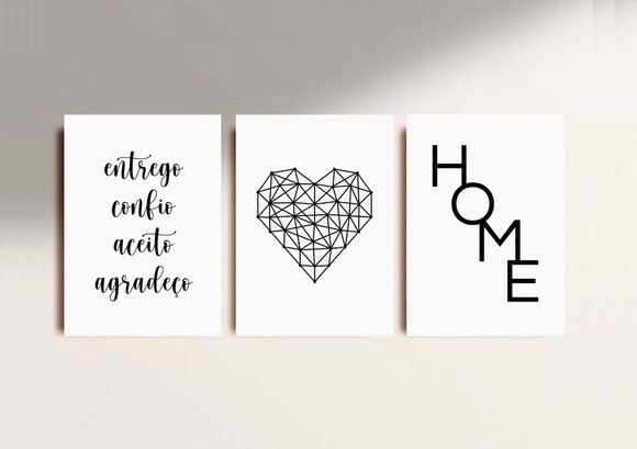 Kit Trio 3 Placas Decorativas Entrego Confio Aceito 42x60 A2