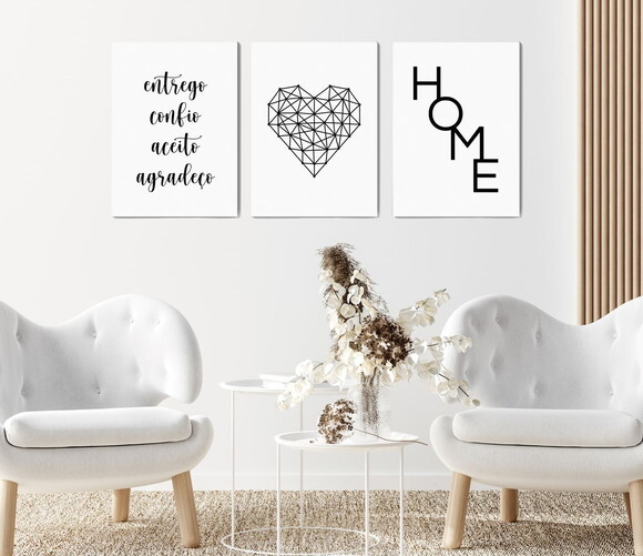 Kit Trio 3 Placas Decorativas Entrego Confio Aceito 42x60 A2
