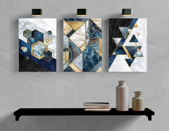 Kit Trio 3 Placas Decorativas Geométrico Abstratos 21x30 A4