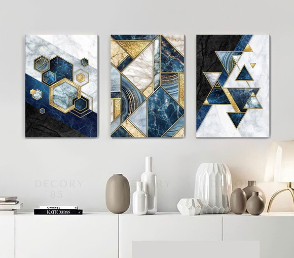 Kit Trio 3 Placas Decorativas Geométrico Abstratos 30x42 A3