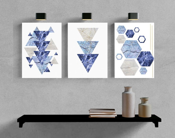 Kit Trio 3 Placas Decorativas Geométrico Abstratos 21x30 A4