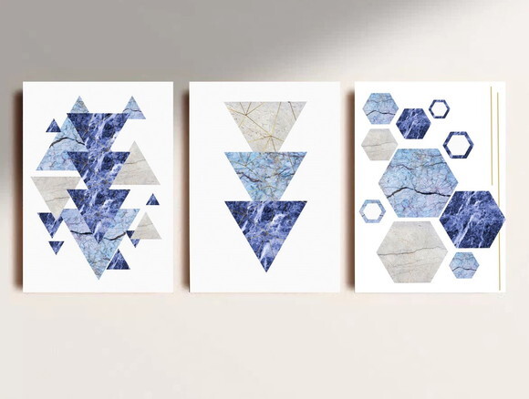 Kit Trio 3 Placas Decorativas Geométrico Abstratos 21x30 A4
