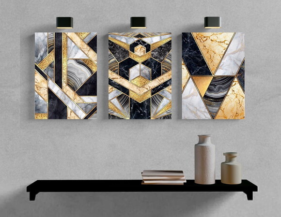 Kit Trio 3 Placas Decorativas Geométrico Abstratos 30x42 A3