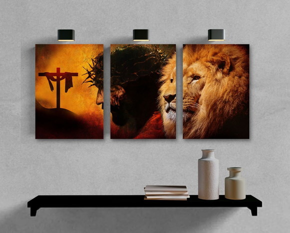 Kit Trio 3 Placas Decorativas Jesus Cristo Leão De Judá A3