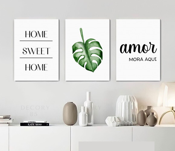Kit Trio 3 Placas Decorativas Lar Home Sweet Home Amor 30x42