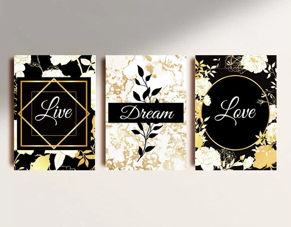 Kit Trio 3 Placas Decorativas Sala Quarto 21x30 A4