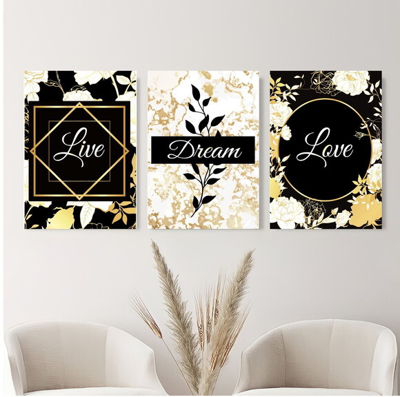 Kit Trio 3 Placas Decorativas Sala Quarto 42x60 A2
