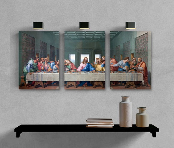 Kit Trio 3 Placas Decorativas Santa Ceia Fé Apóstolos 30x42