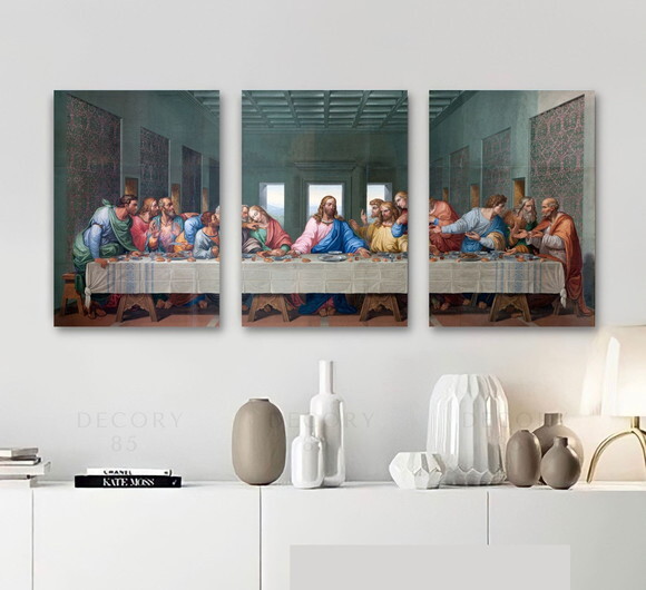Kit Trio 3 Placas Decorativas Santa Ceia Fé Apóstolos 42x60