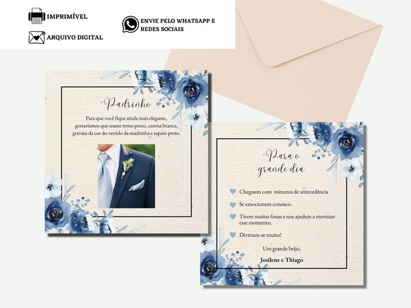 Manual Padrinhos Madrinhas Arte Digital Virtual Azul Flores