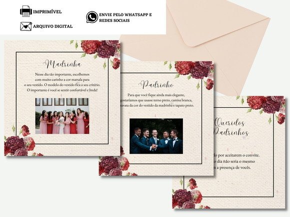 Manual Padrinhos Madrinhas Arte Digital Virtual Rosas Flores